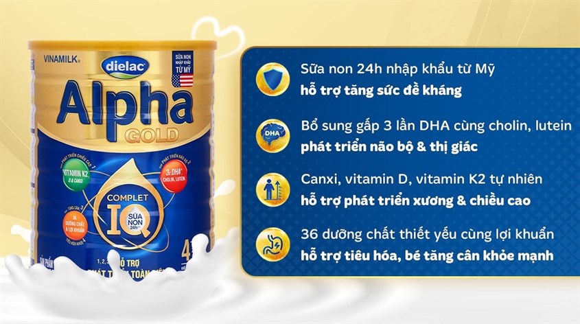 Sữa bột Dielac Alpha Gold IQ số 4 (sữa non) 1.4 kg (2 - 6 tuổi)