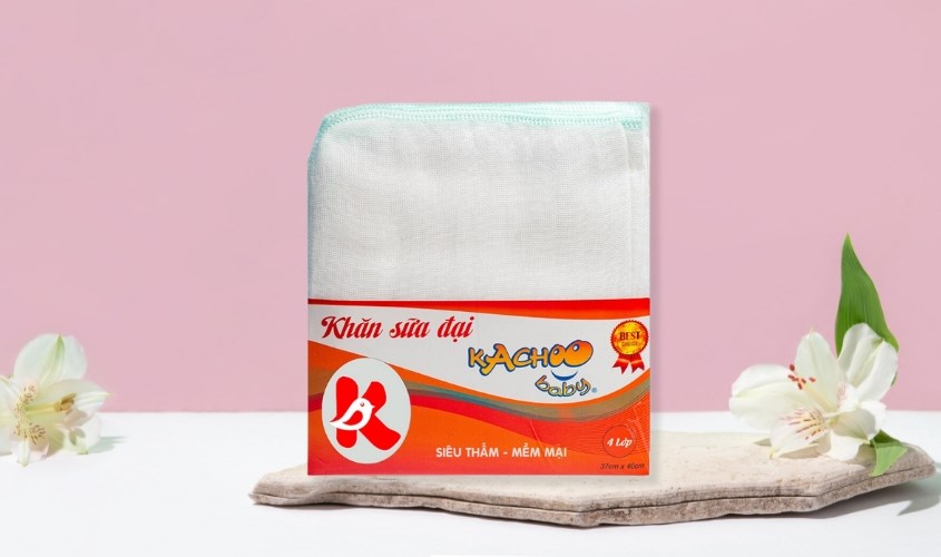 Set 5 cái khăn sữa cotton KACHOOBABY 4 lớp 37x40 cm - Màu ngẫu nhiên