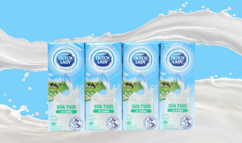 Lốc 4 hộp sữa tươi tiệt trùng Dutch Lady có đường 180 ml (từ 1 tuổi)