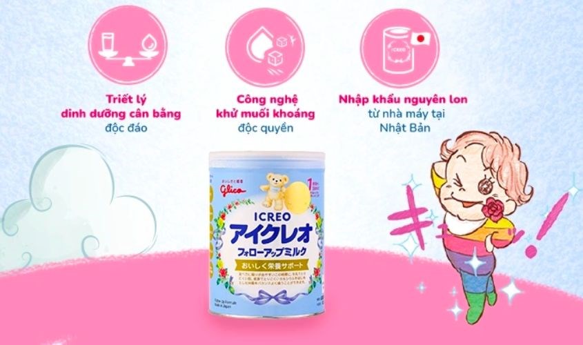 Sữa bột Glico Icreo số 1 820g (9 - 36 tháng)