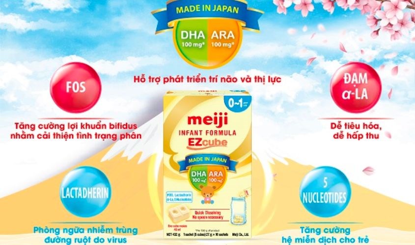 Sữa bột dạng thanh Meiji Infant Formula Ezcube 540g (0 - 12 tháng)
