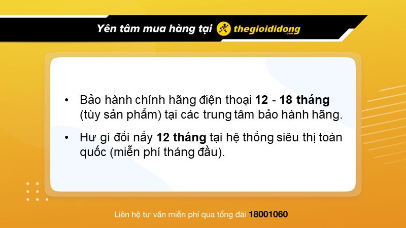 Chính sách bảo hành điện thoại tại TGDĐ