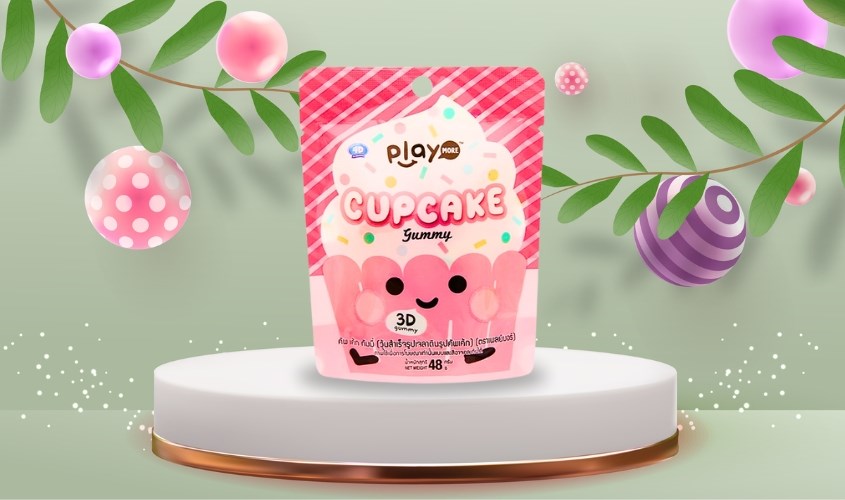 Kẹo dẻo PlayMore Cupcake hương trái cây gói 48g (từ 3 tuổi)