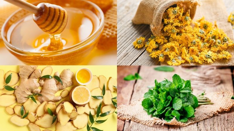 Uống nước mật ong, trà hoa cúc, trà gừng, trà bạc hà có thể giúp làm dịu cổ họng