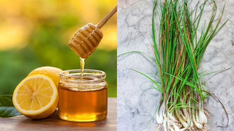 Uống mật ong pha với chanh hoặc lá hẹ để làm dịu cổ họng