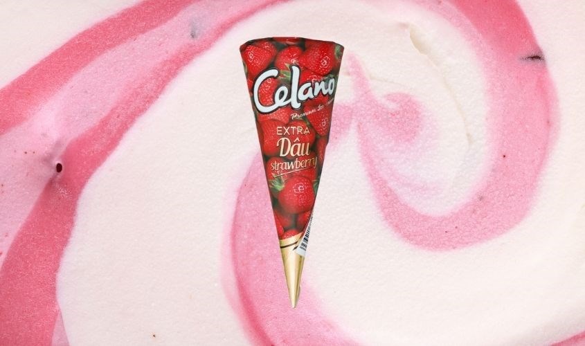 Kem ốc quế dâu Celano Extra 125 ml 