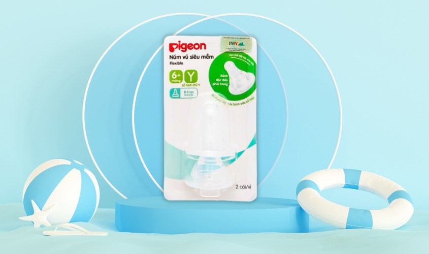 Bộ 2 núm ti Pigeon siêu mềm cổ hẹp size Y (6 - 9 tháng)