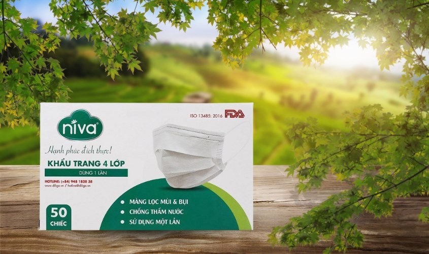 Hộp 50 cái khẩu trang y tế Niva 4 lớp