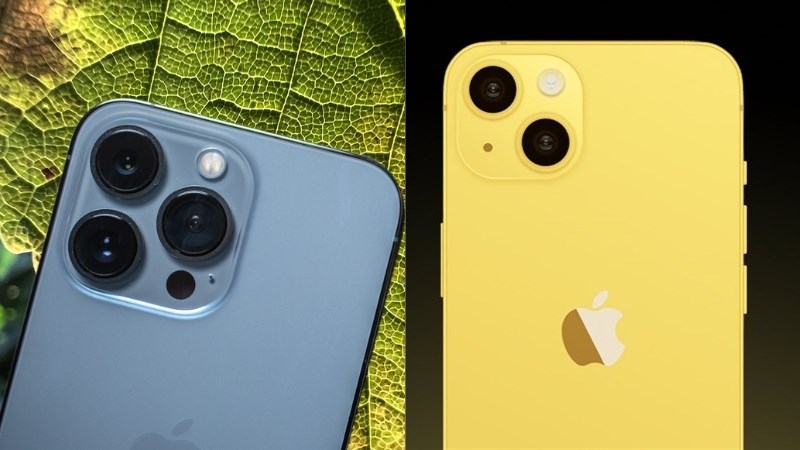 Bộ camera tr&ecirc;n iPhone 13 Pro max (b&ecirc;n tr&aacute;i) v&agrave; iPhone 14 (b&ecirc;n phải)