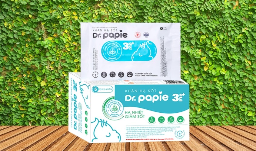 Khăn hạ sốt Dr.Papie cho bé từ 3 tháng (Hộp 5 cái)