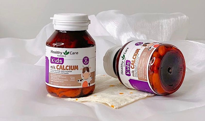 Viên uống Healthy Care Kids Milk Calcium hỗ trợ xương và răng chắc khỏe 60 viên (từ 4 tháng)