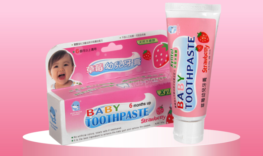 Kem đánh răng cho bé từ 6 tháng tuổi KuKu hương dâu 50g không chứa flour