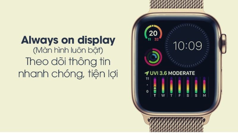Apple Watch S5 c&oacute; t&iacute;nh năng Always on display