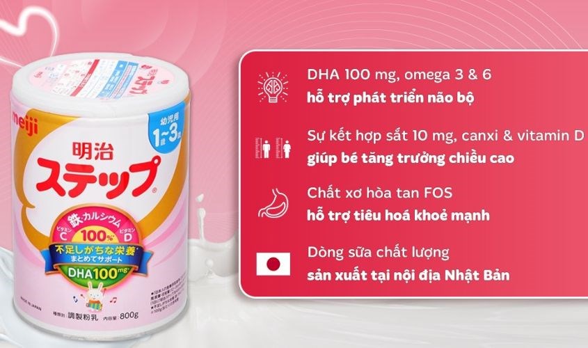 Sữa bột nội địa Nhật Meiji Step Milk có muỗng 800g (1 - 3 tuổi)
