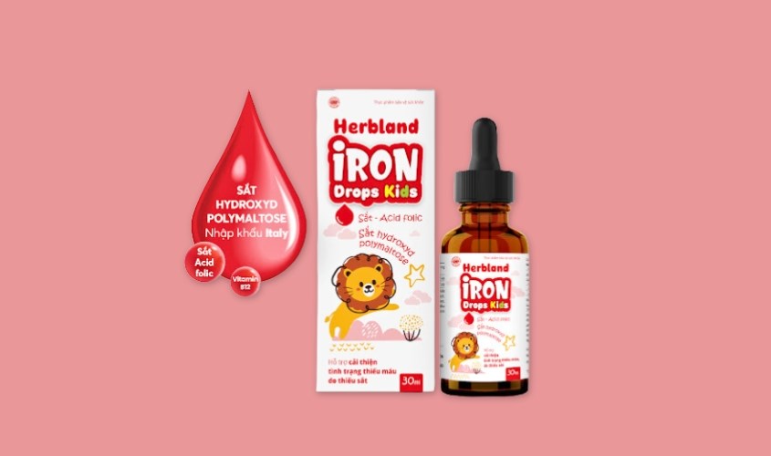 Siro Herbland Iron Drops Kids hỗ trợ cải thiện thiếu máu do thiếu sắt 30 ml (từ 6 tháng)