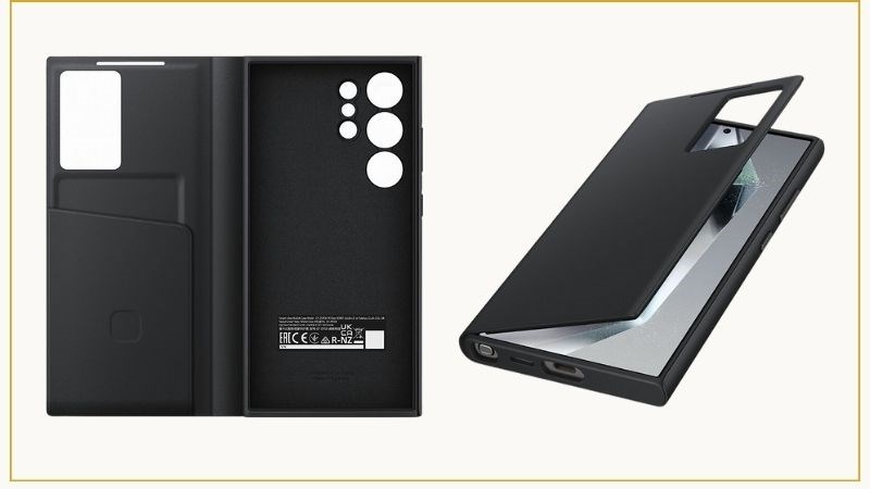 Ốp lưng Samsung Galaxy S24 Ultra m&agrave;u đen được l&agrave;m từ chất liệu giả da bền bỉ v&agrave; sang trọng