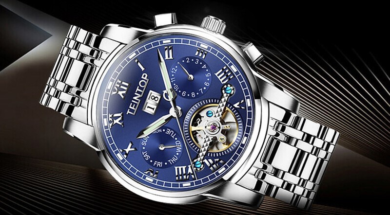 Teintop T7795-3 l&agrave; chiếc đồng hồ nam d&acirc;y th&eacute;p lộ cơ tinh xảo