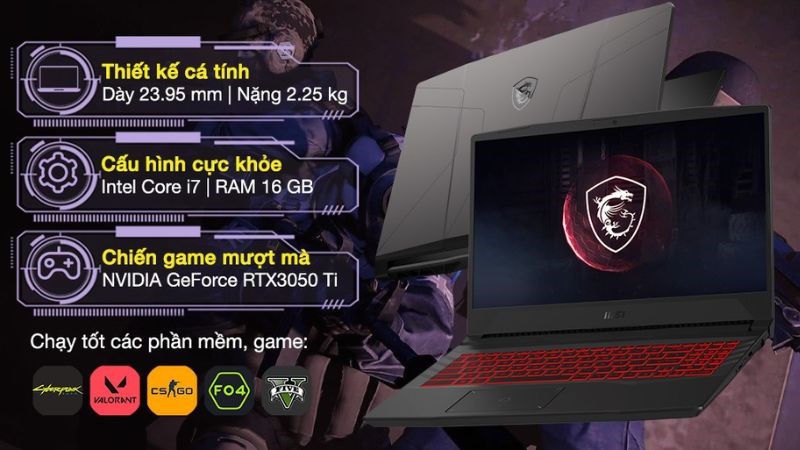 Thiết kế gaming khỏe khoắn, cấu hình mạnh mẽ