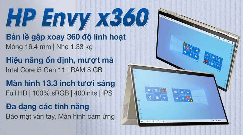 Laptop mỏng nhẹ sang đẹp, màn hình gập 360 độ