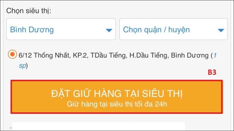 Chọn giữ h&agrave;ng v&agrave; đến xem sản phẩm