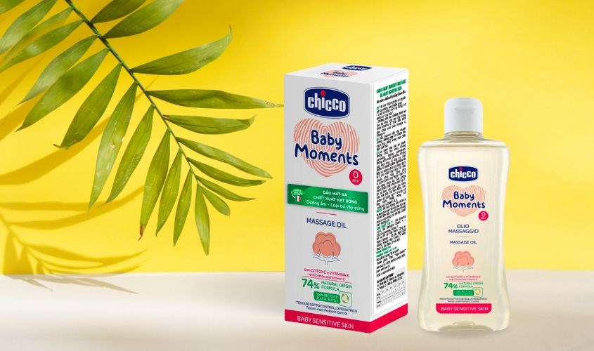 Dầu massage chiết xuất hạt bông cho bé Chicco 200 ml