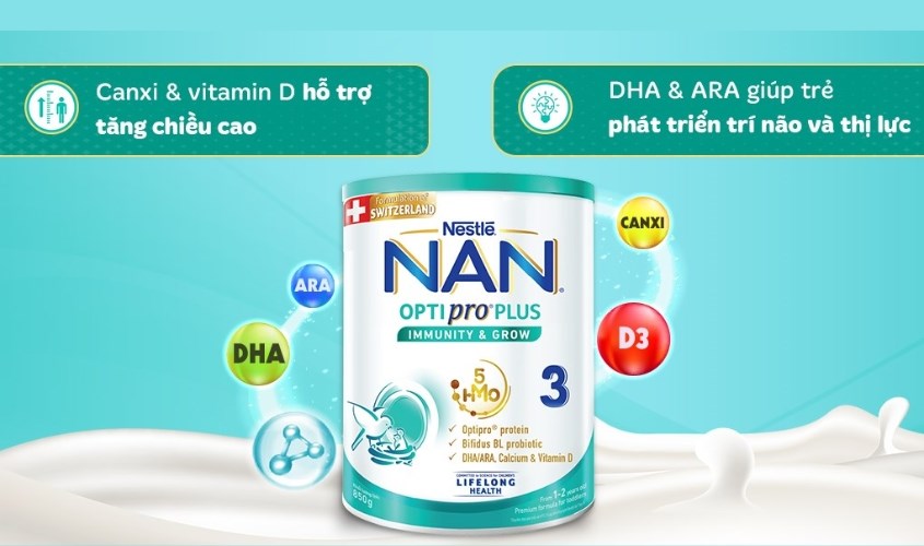 Sữa bột NAN Optipro Plus số 3 850g (1 - 2 tuổi)