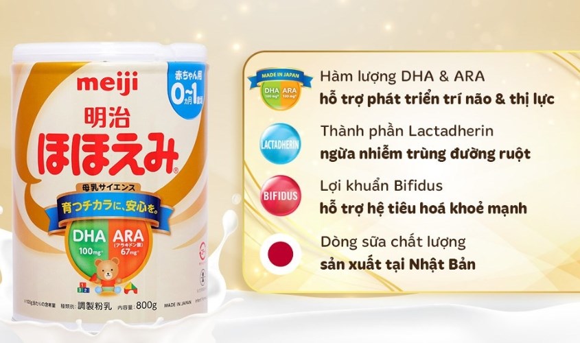 Sữa bột nội địa Nhật Meiji Hohoemi Milk 800g (0 - 12 tháng) Sữa bột nội địa Nhật Meiji Hohoemi Milk 800g (0 - 12 tháng)