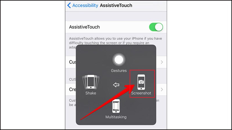 Chọn Screenshot để chụp ảnh m&agrave;n h&igrave;nh tr&ecirc;n iPad Gen 9