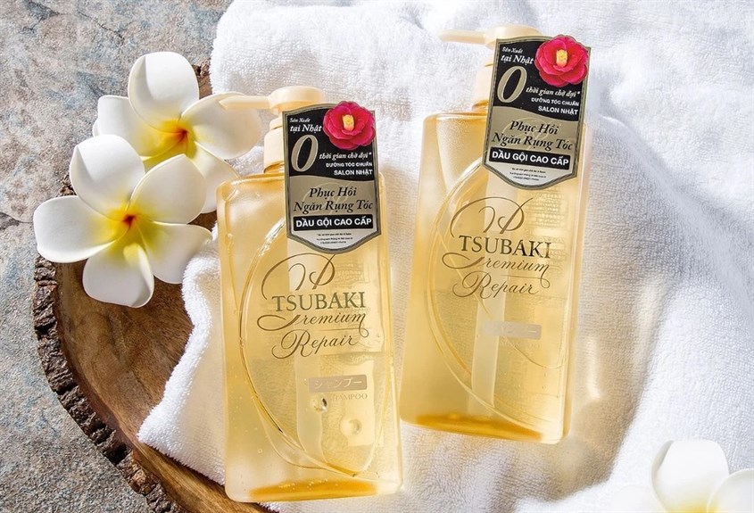 Bộ Dầu Gội Xả Tsubaki Premium Repair 490ml x 2 Màu Vàng