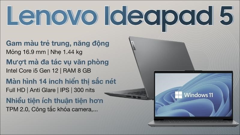 Lenovo Ideapad 5 14IAL7 i5 (82SD0060VN) - Một sự kết hợp hoàn hảo giữa thiết kế thanh lịch và bộ xử lý Intel Gen 12 tân tiến