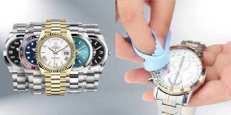 L&agrave;m sạch bề mặt đồng hồ với vải mềm ướt