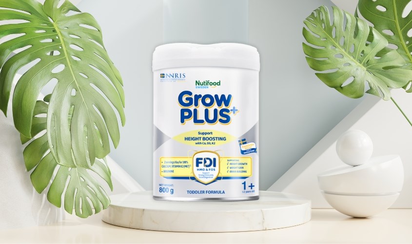 Sữa bột Nutifood GrowPLUS+ bạc 1+ hương vani 800g (1 - 2 tuổi)