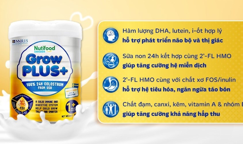 Sữa bột Nutifood GrowPLUS+ 850g (trên 1 tuổi)