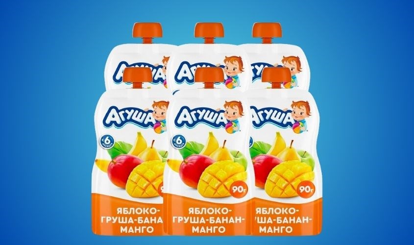 Dinh dưỡng trái cây nghiền Agusha táo, việt quất, dâu rừng và ngũ cốc túi 90g (từ 6 tháng)