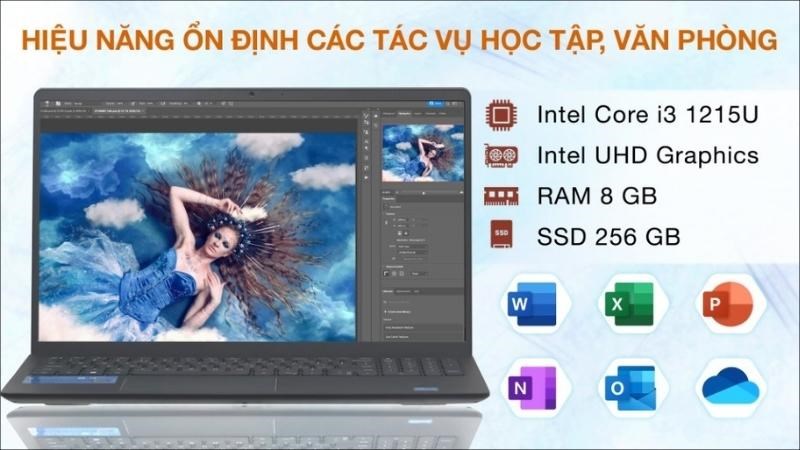 Sở hữu vi xử l&yacute; Intel Core i3 1215 U kết hợp card m&agrave;n h&igrave;nh Intel UHD Graphics gi&uacute;p bạn thực hiện tốt mọi t&aacute;c vụ hằng ng&agrave;y