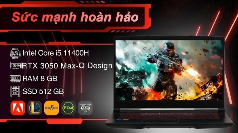 Laptop MSI Gaming GF63 Thin 11UC i5 11400H (1230VN) - Sở hữu hiệu suất mạnh mẽ với ph&acirc;n kh&uacute;c tầm trung