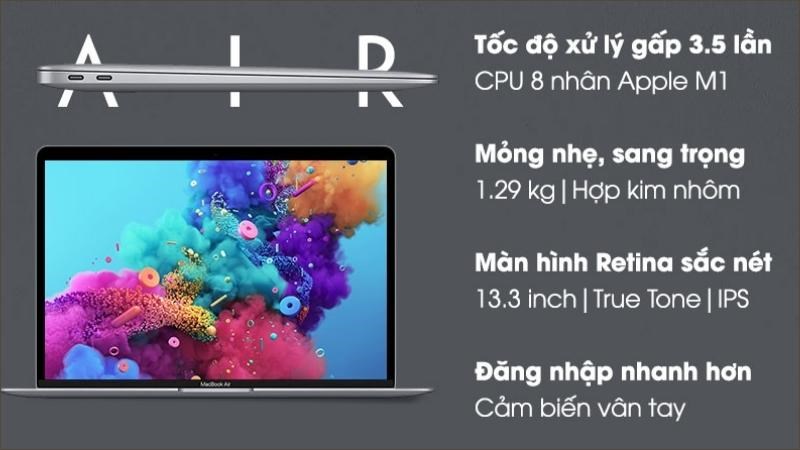 Laptop hoạt động trên con chip Apple M1 có tốc độ xử lý nhanh hơn 3.5 lần so với thế hệ trước