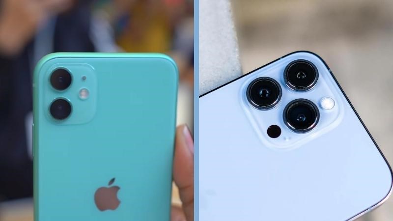 Cụm camera sau của hai chiếc điện thoại