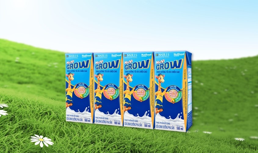 Lốc 4 hộp sữa pha sẵn Nutifood NuVi Grow 180 ml (từ 1 tuổi)
