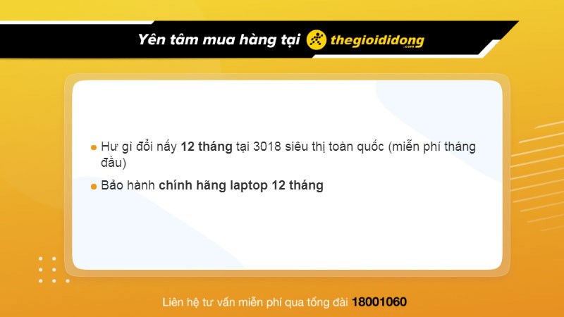 Chính sách bảo hành laptop tại TGDĐ