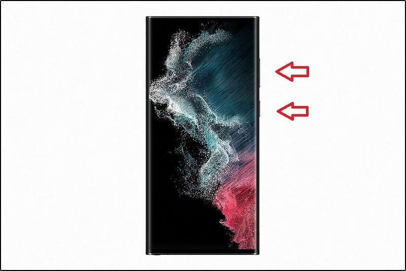 Nhấn giữ ph&iacute;m nguồn v&agrave; ph&iacute;m giảm &acirc;m lượng c&ugrave;ng l&uacute;c