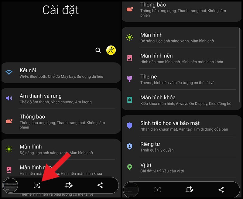 Chụp ảnh m&agrave;n h&igrave;nh d&agrave;i, chụp cuộn trang tr&ecirc;n điện thoại
