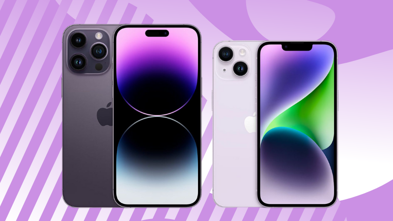 Hai màu sắc tím khác nhau ở iPhone 14 Hai màu sắc tím khác nhau ở iPhone 14