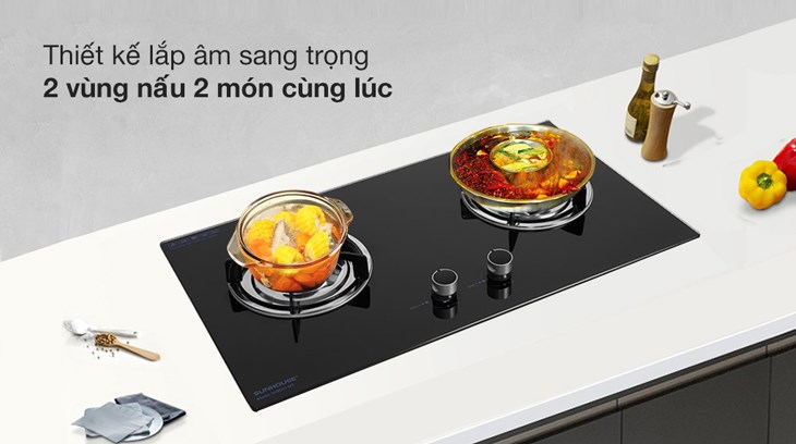 Bếp ga âm Sunhouse SHB507-MT được trang bị 2 lò đun cho phép bạn nấu nhiều món ăn cùng lúc, từ đó tiết kiệm thời gian