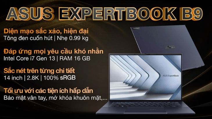 ASUS ExpertBook B9 OLED B9403CVA i7 1355U được trang bị vi xử lý Intel Core i7 Raptor Lake - 1355U