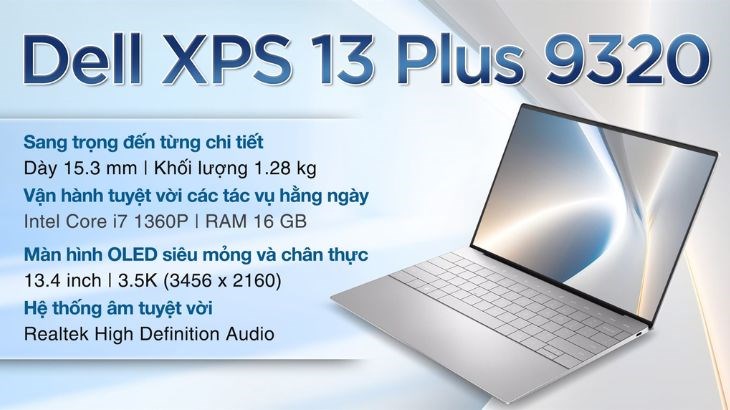 Dell XPS 13 Plus 9320 i7 1360P sở hữu độ phân giải lên đến 3.5K