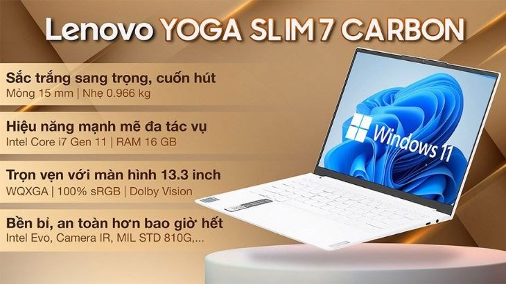 Lenovo Yoga Slim 7 Carbon 13ITL5 i7 1165G7 sở hữu RAM 16 GB và ổ cứng SSD 1 TB