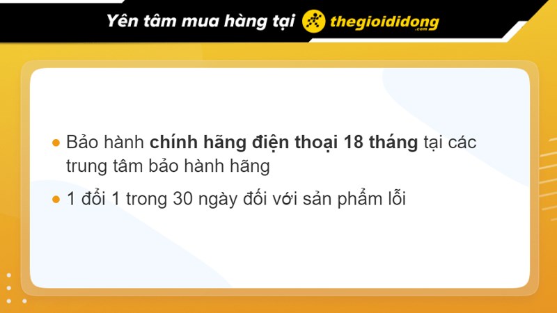 Chính sách bảo hành điện thoại tại TGDĐ