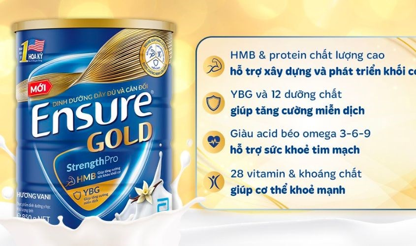 Sữa bột người lớn Ensure Gold StrengthPro hương vani 850g