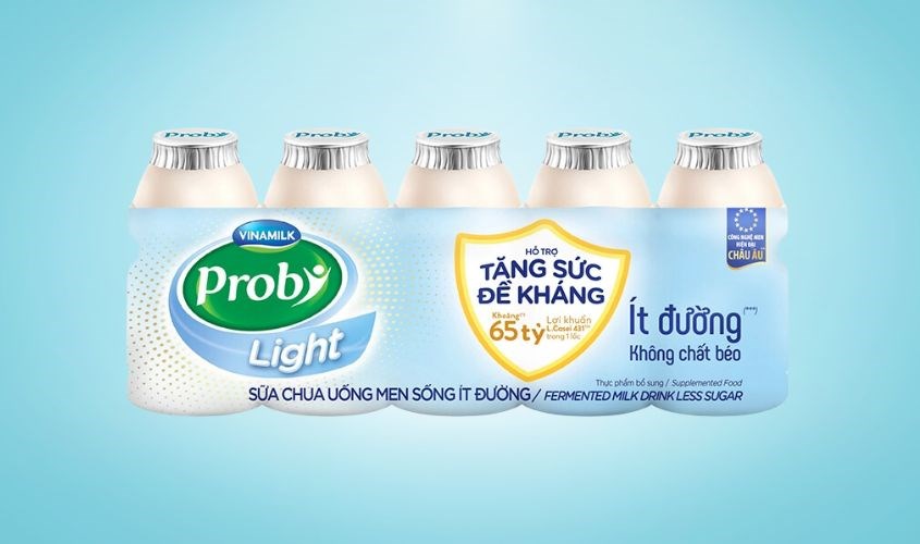 Lốc 5 chai sữa chua uống men sống ít đường Vinamilk Probi 65 ml